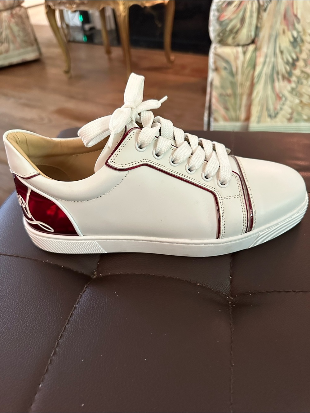 Christian Louboutin Ladies White Leather Sneakers - Picture 4 of 9